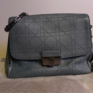 Dior Blue Quilted Leather Shoulder Bag
